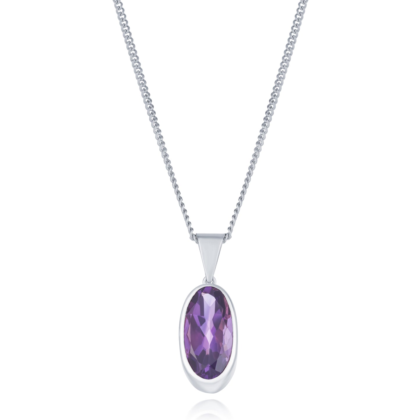 9ct Gold Oval Amethyst Pendant and Chain