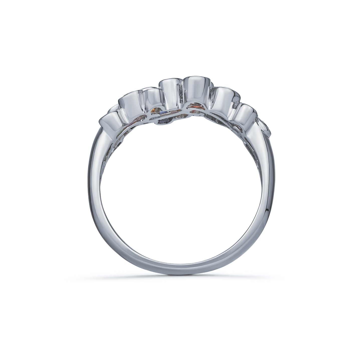 Rainbow Sapphire and Diamond Scatter Design Ring