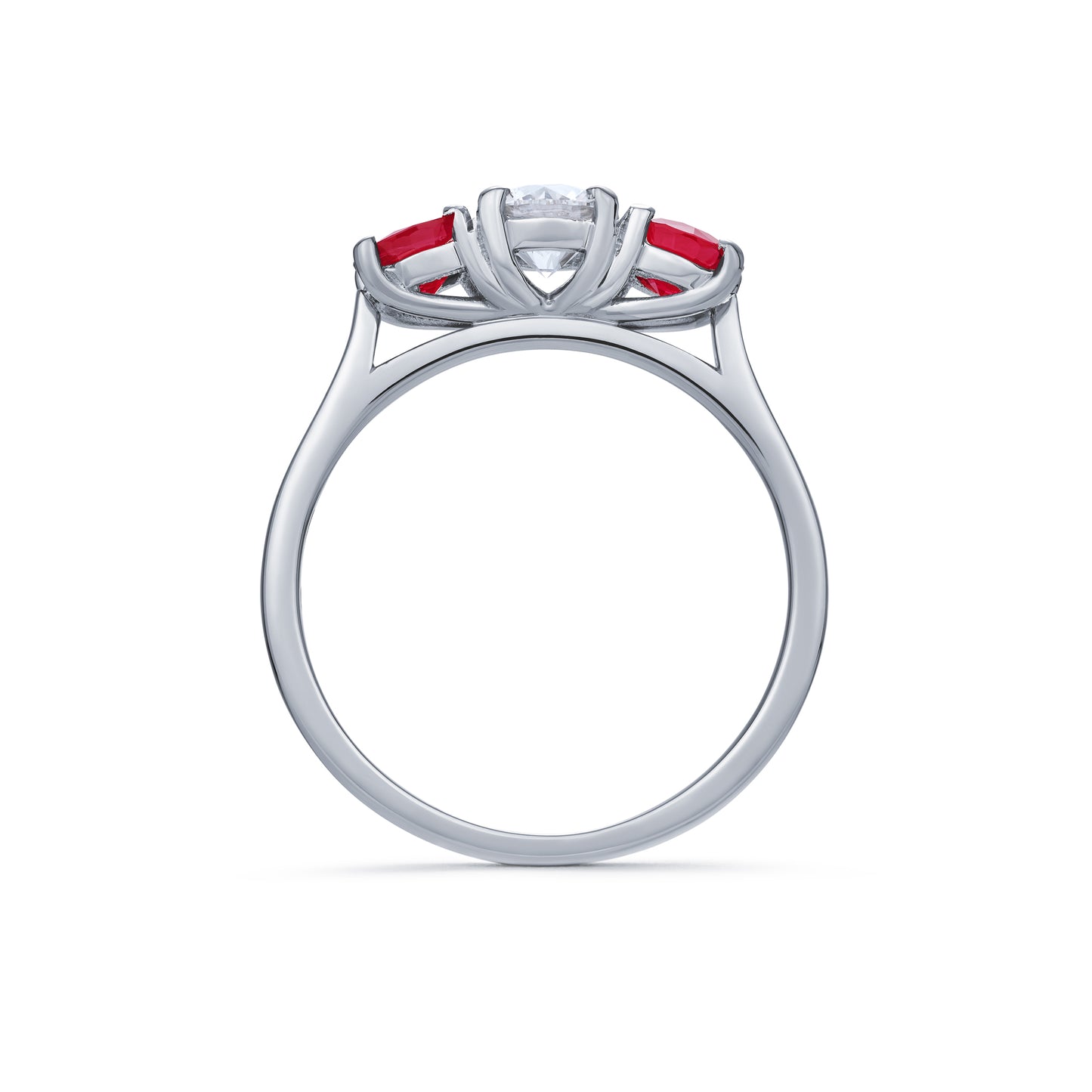 Ruby and Diamond Claw Set Three Stone