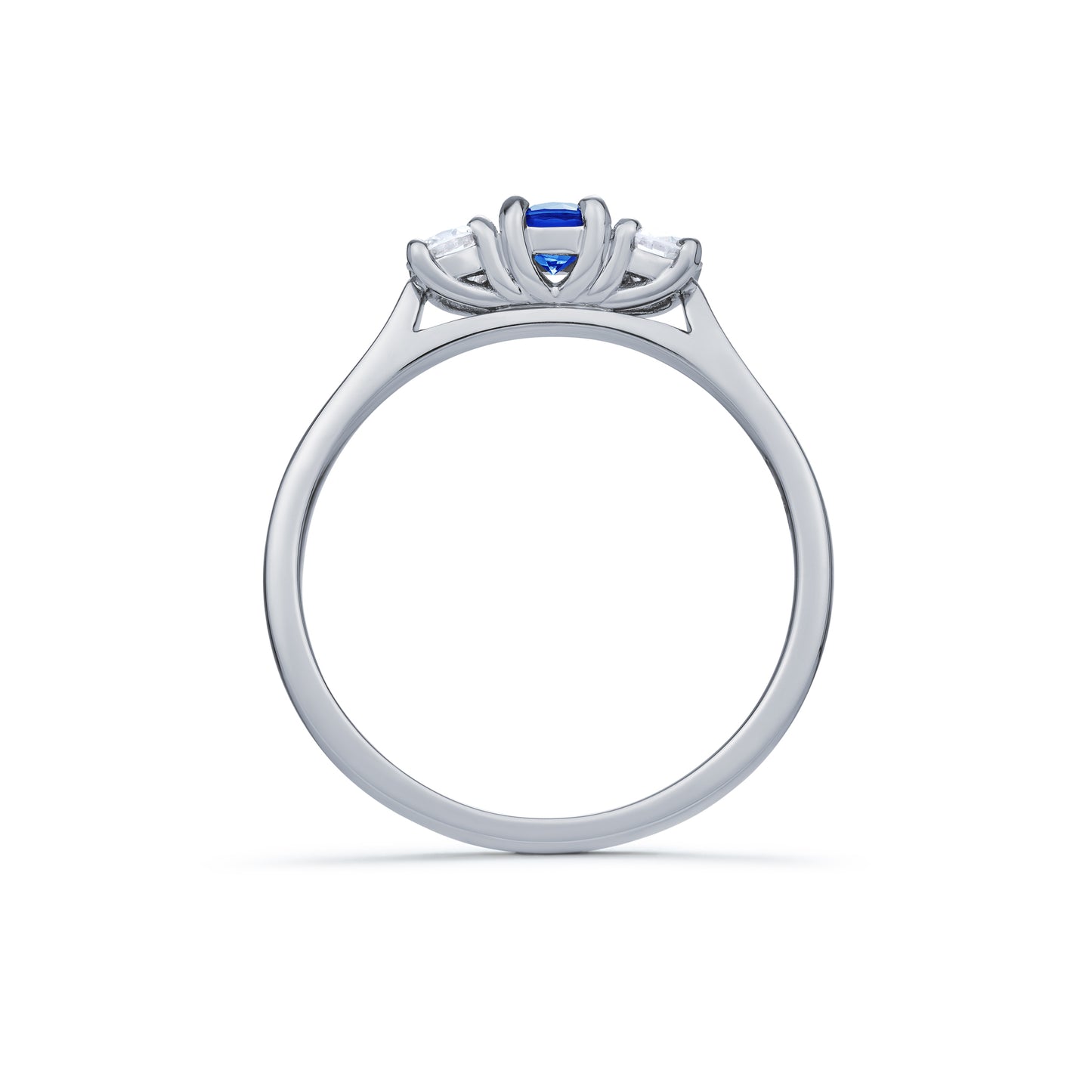 Sapphire and Diamond Claw Set Three Stone