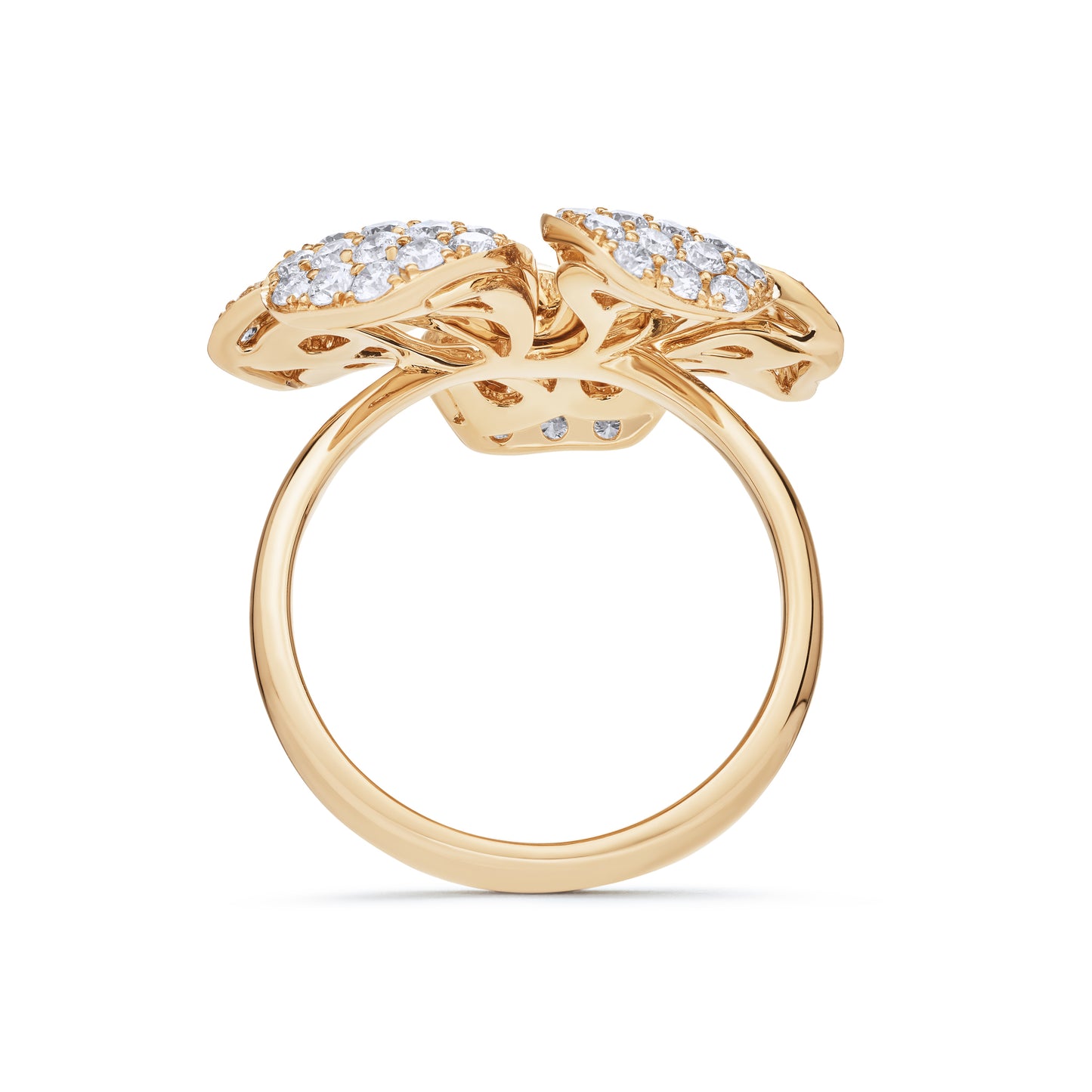 18ct gold pave set diamond flower cocktail ring 2.40ct