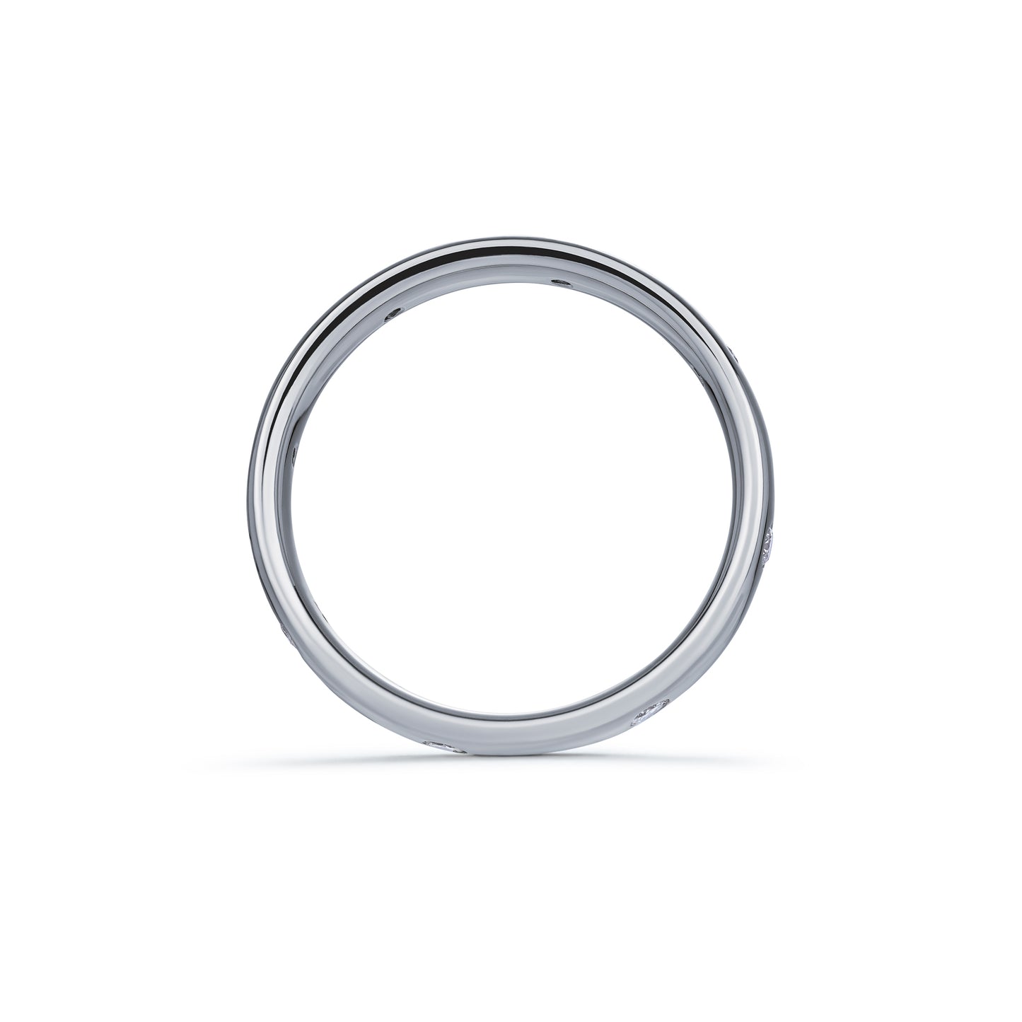 Platinum 3mm Court Wedding Band with Flush Set Diamonds 0.15ct