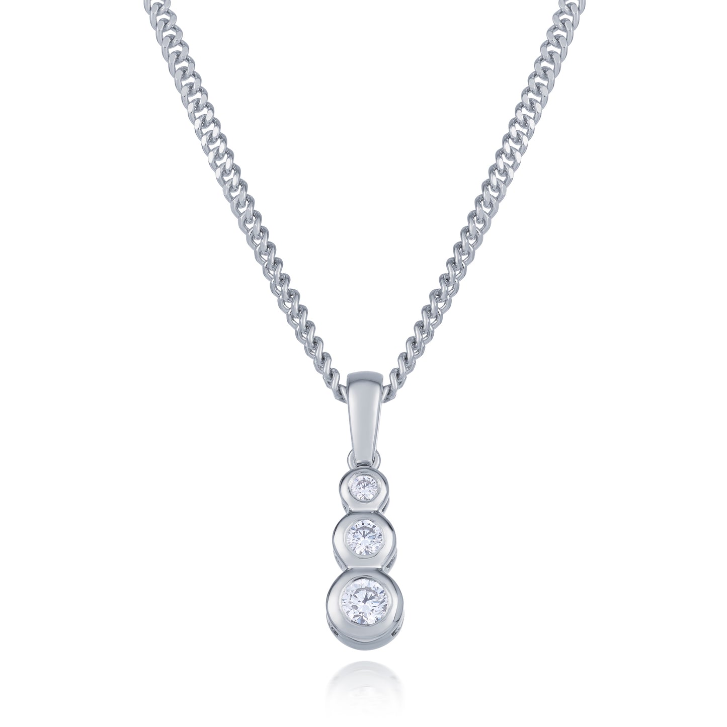 Three Stone Graduated Pendant and Chain 0.11ct