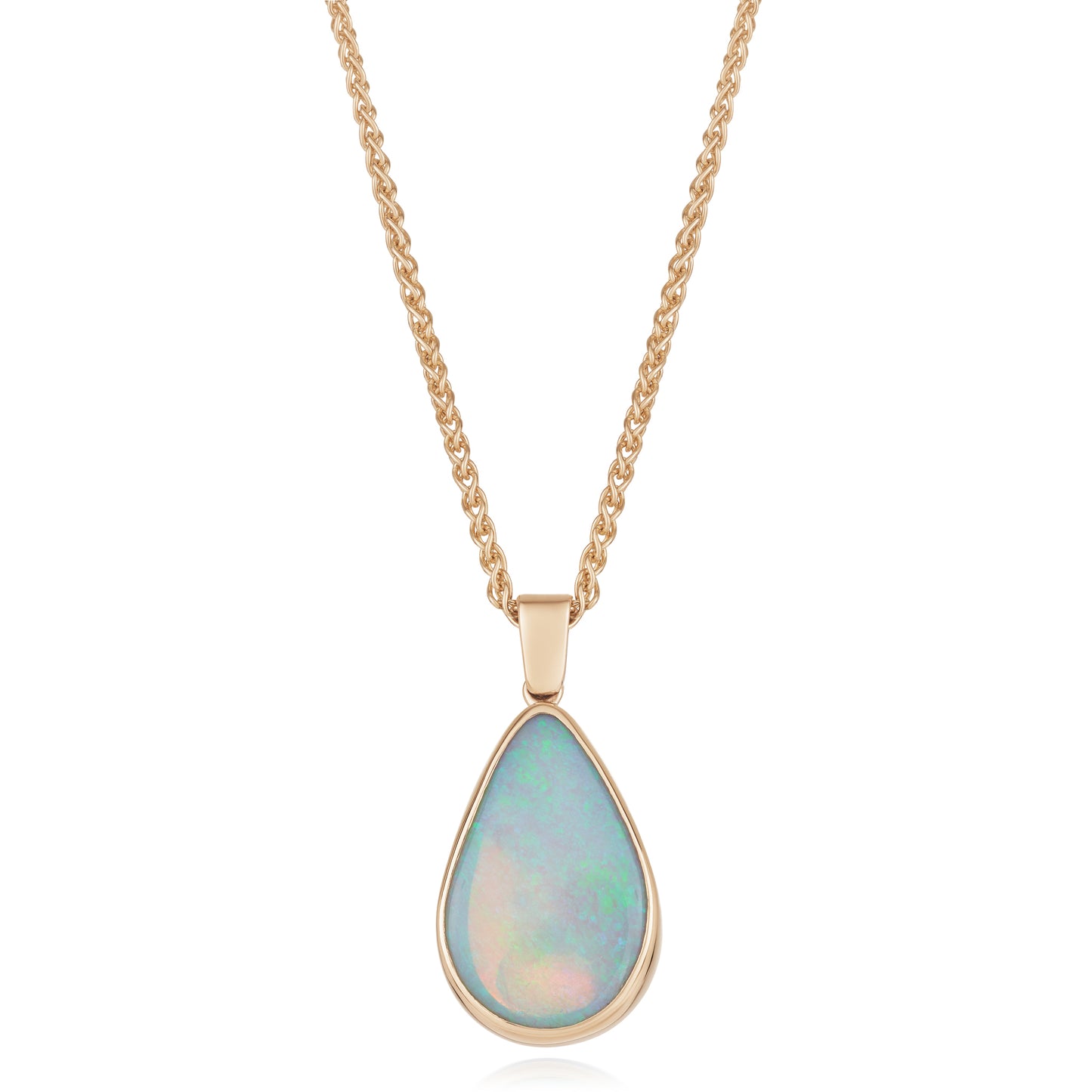 9ct Yellow Gold Pear Boulder Opal Pendant and Chain