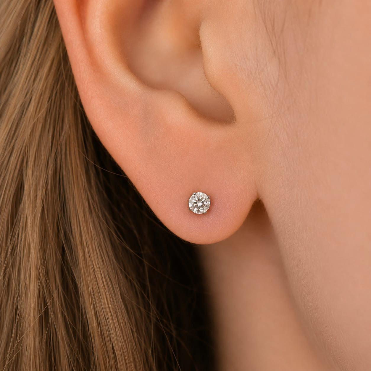 Diamond Round Brilliant Claw Set Stud Earrings 0.22ct