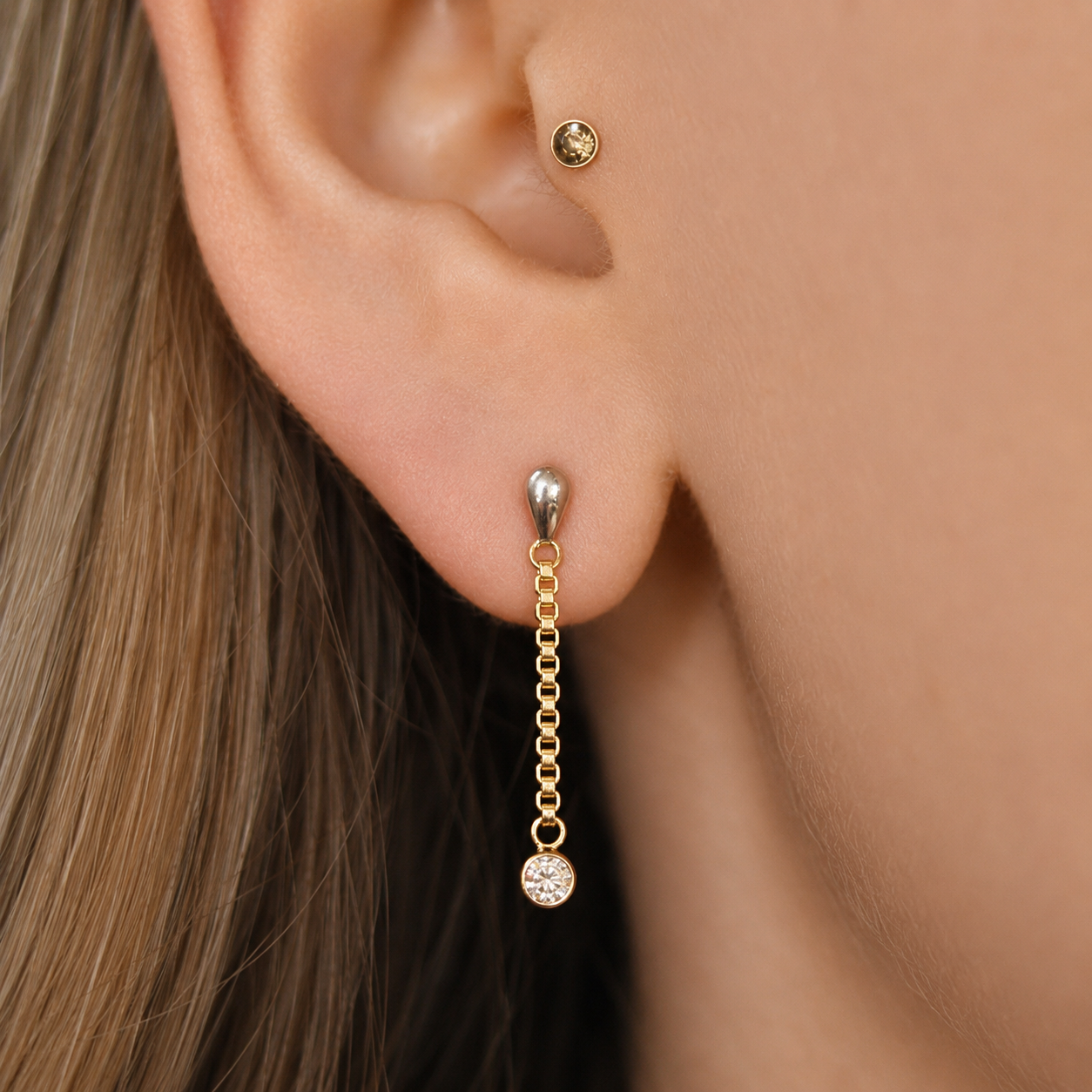 Diamond Chain Drop Earrings