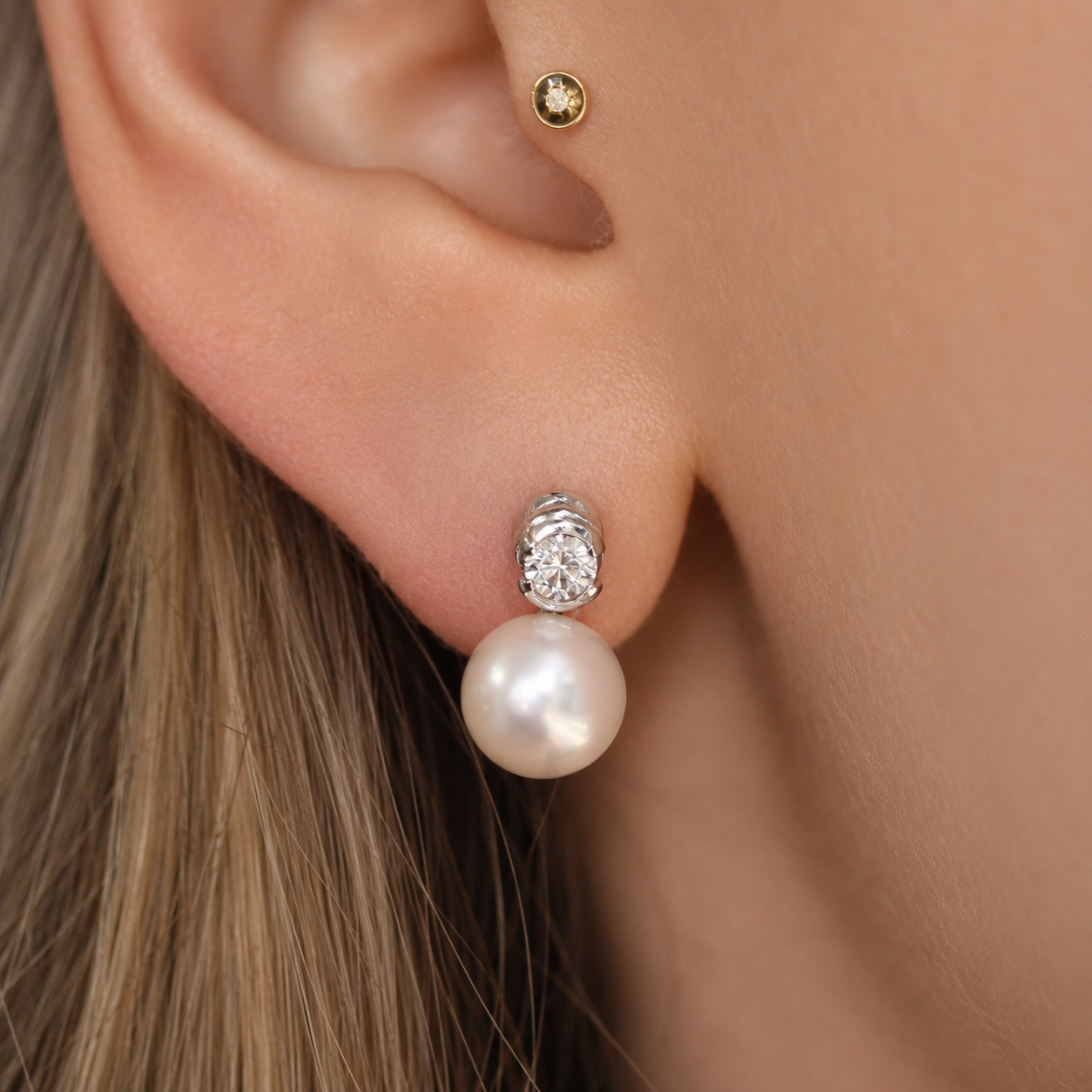 Pearl and Diamond Earrings