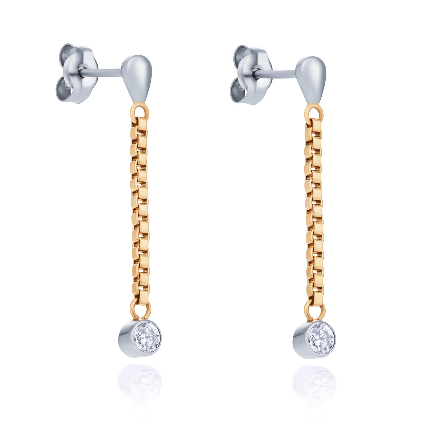 Diamond Chain Drop Earrings