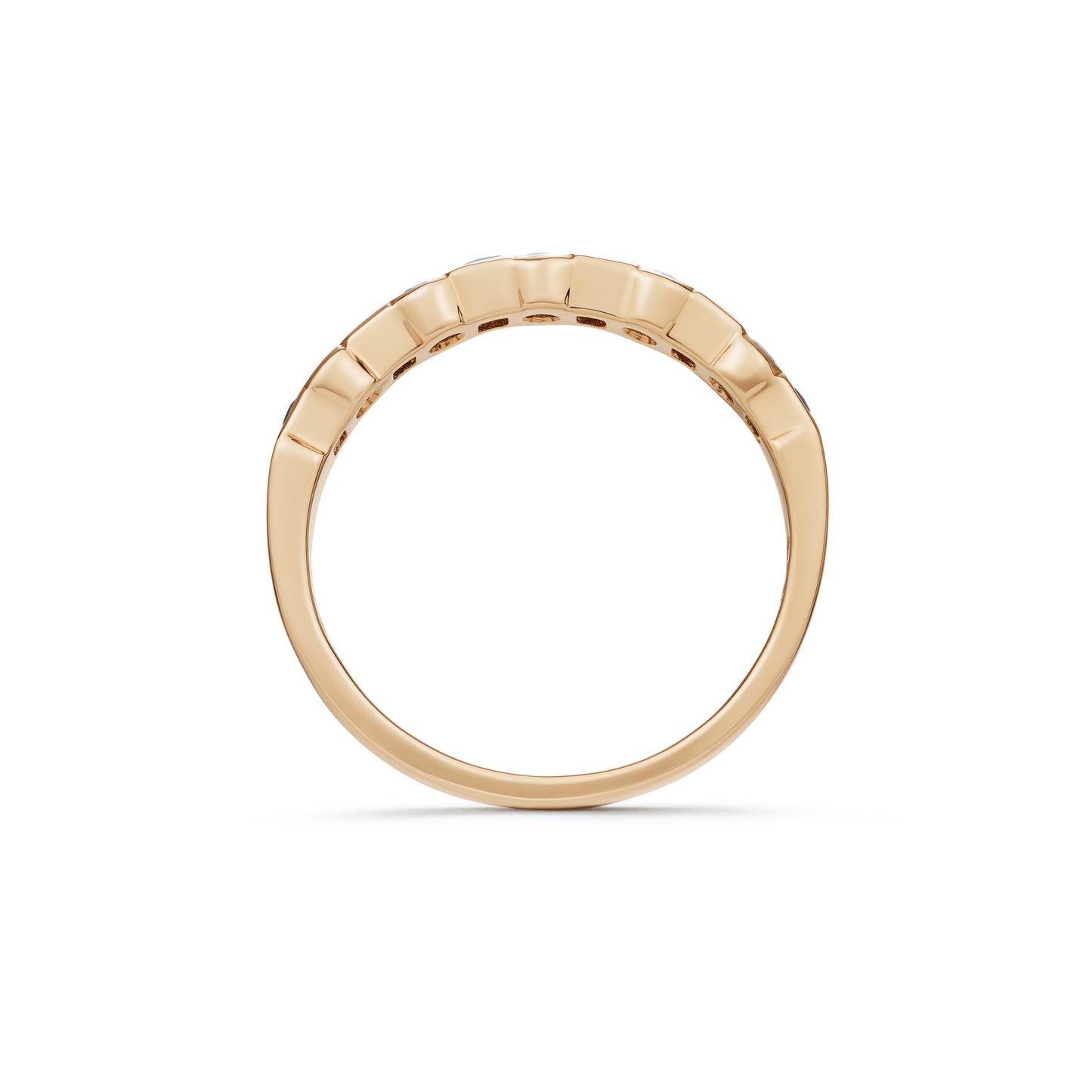 Round Diamond and Square Ruby Channel Set Half Eternity Ring