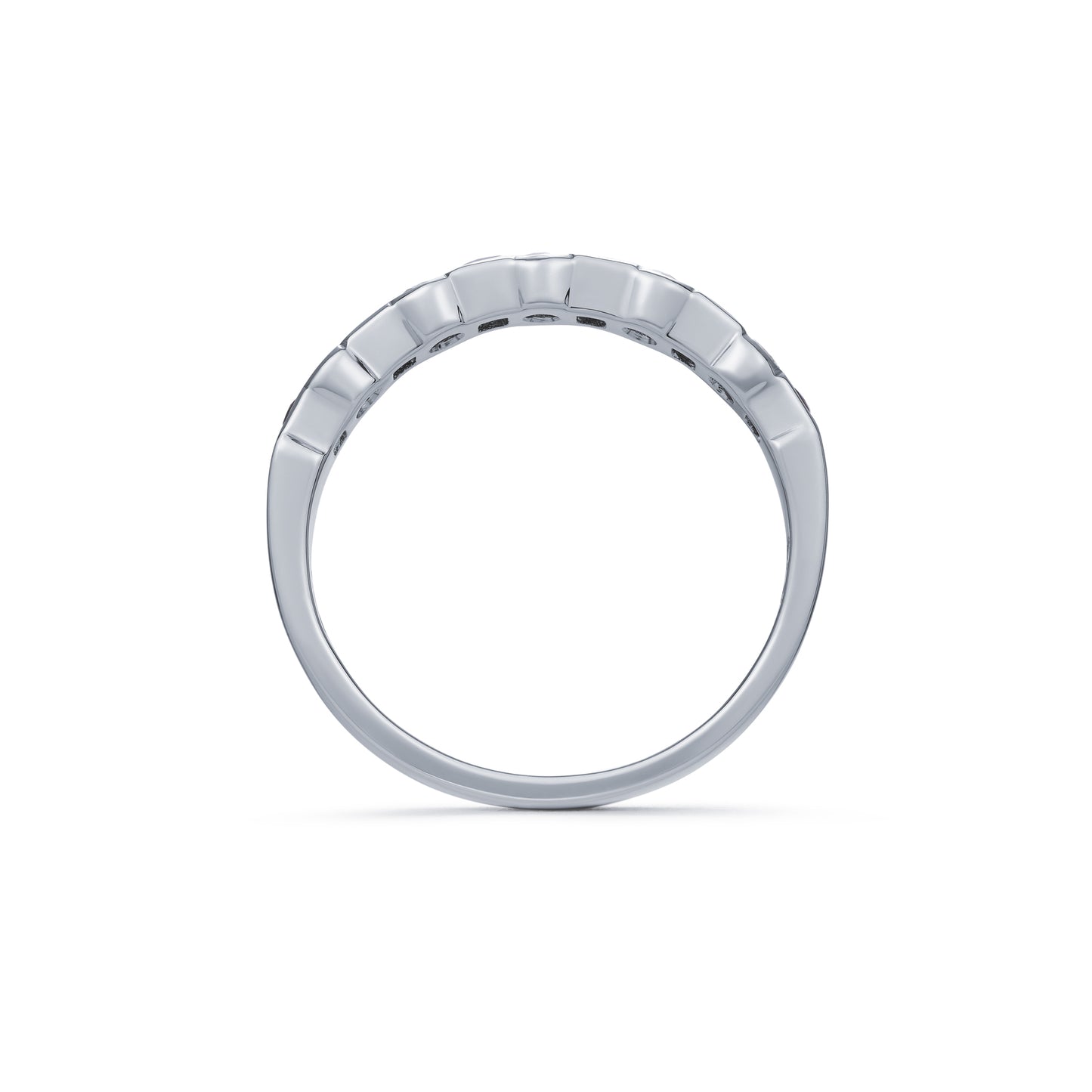 Round Diamond and Square Ruby Channel Set Half Eternity Ring