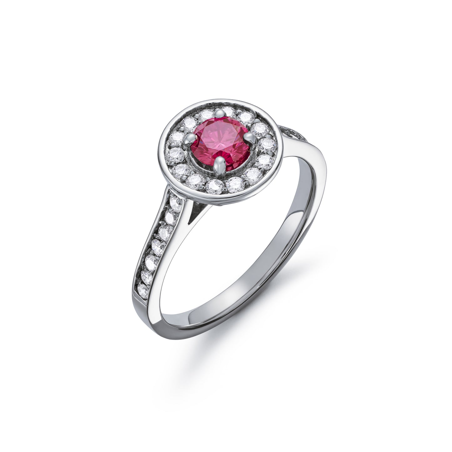 Enhanced Pink and White Diamond Cluster Ring