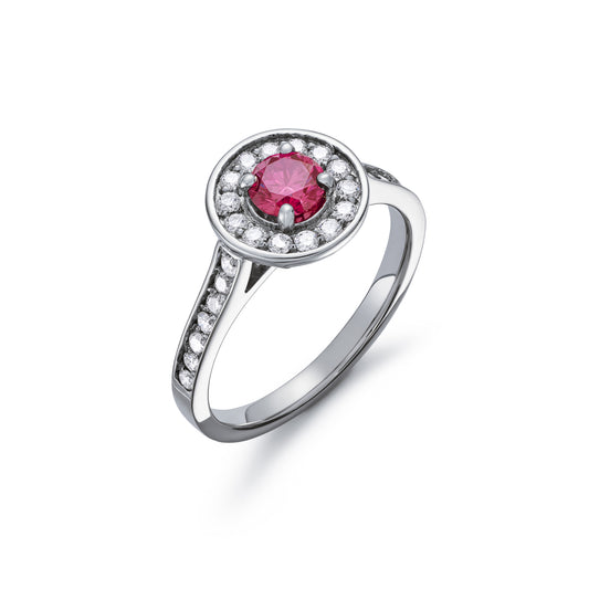 Enhanced Pink and White Diamond Cluster Ring