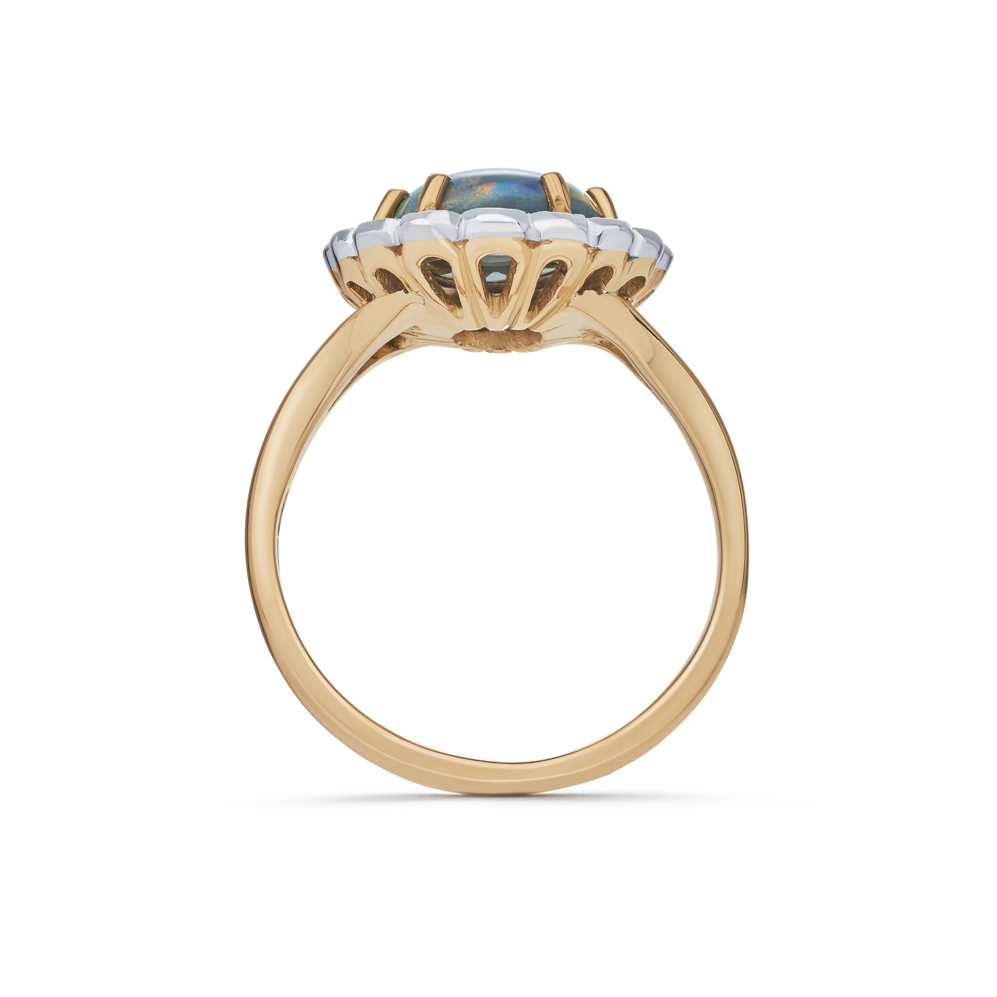 18ct Gold Black Opal and Diamond Cluster Ring