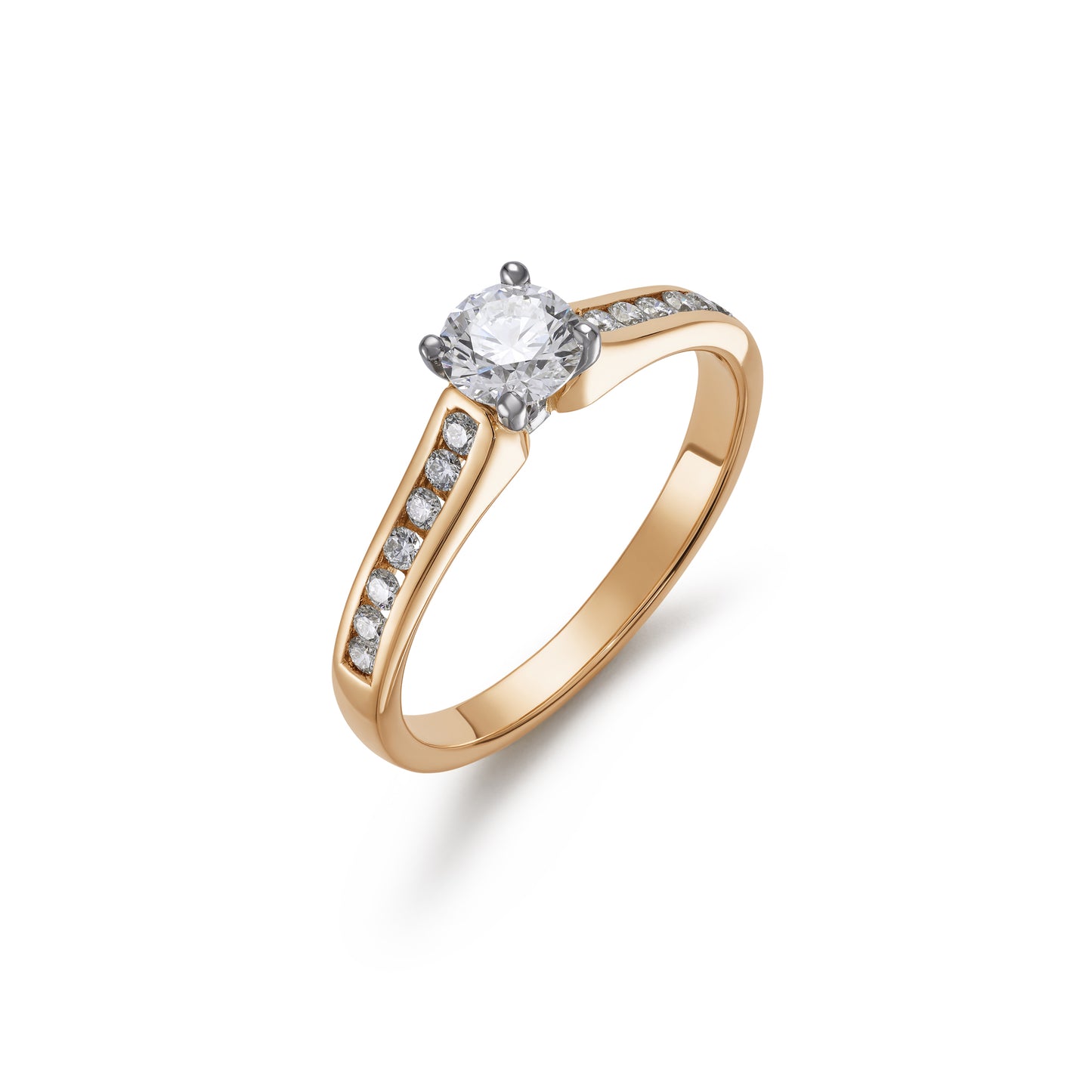 Claw Set 0.40ct Round Brilliant Cut with Diamond Shoulders