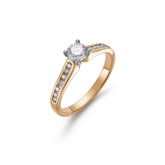 Claw Set 0.40ct Round Brilliant Cut with Diamond Shoulders
