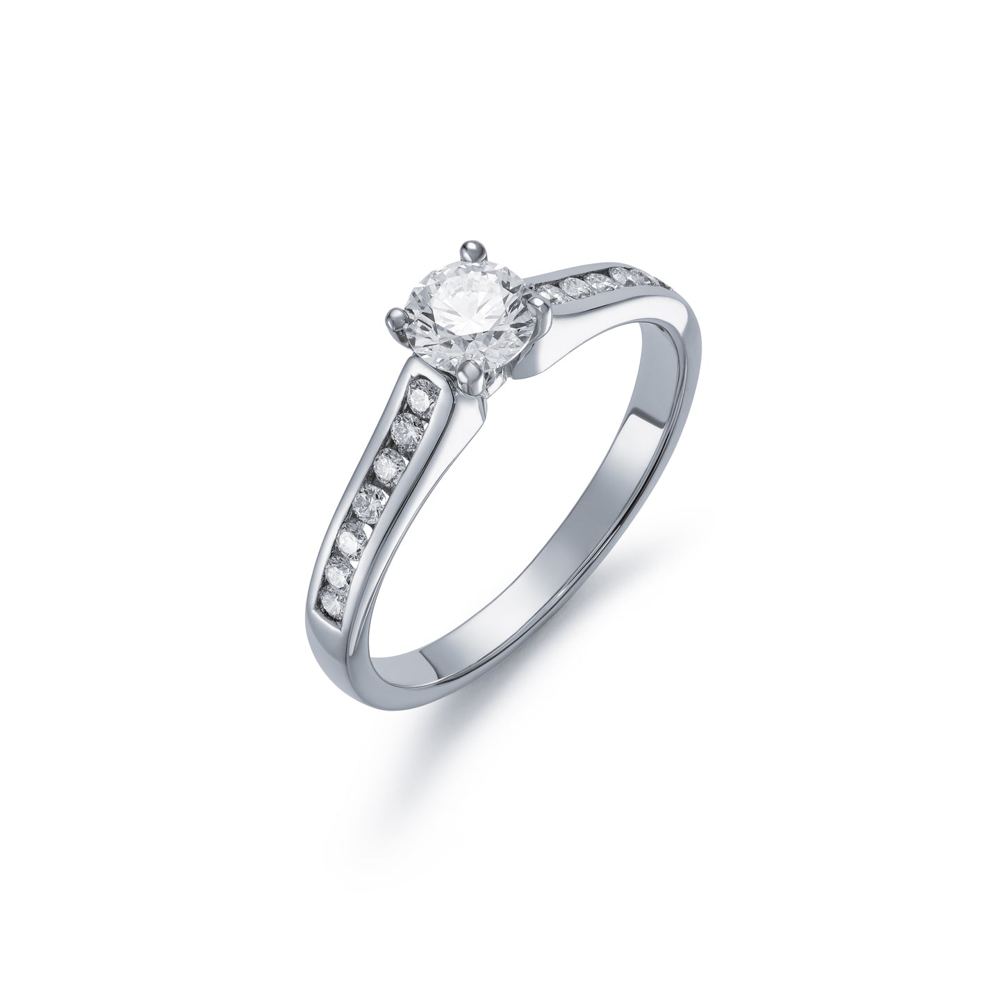 Claw Set 0.40ct Round Brilliant Cut with Diamond Shoulders