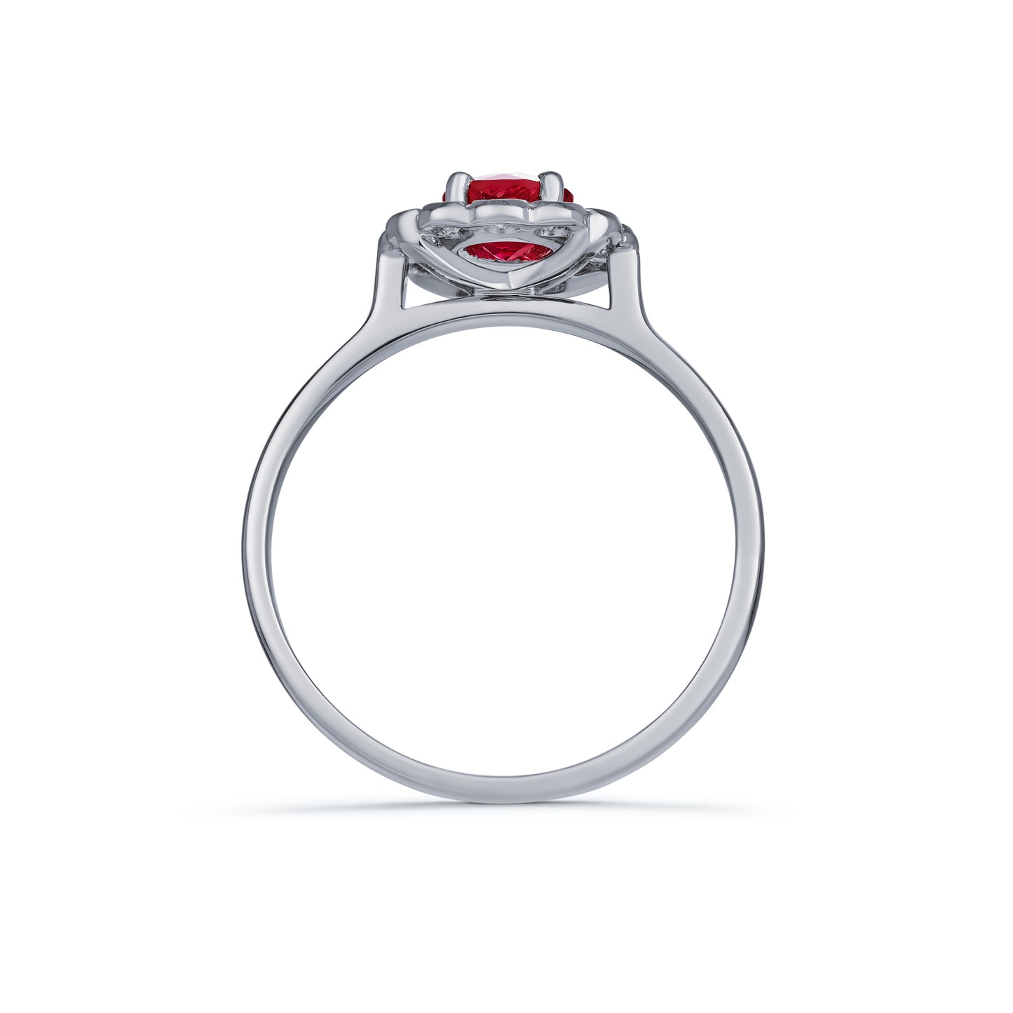 Ruby and Diamond Round Cluster Ring