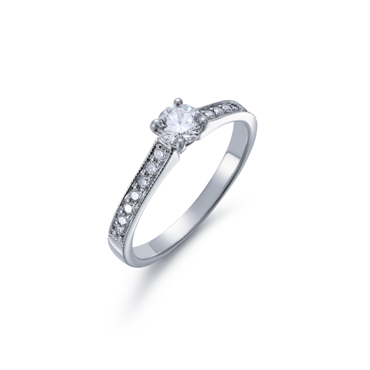 Claw Set Solitaire with Diamond Shoulders 0.50ct