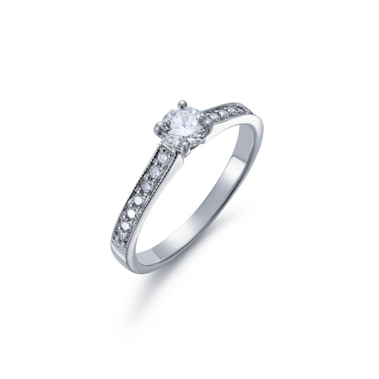 Claw Set Solitaire with Diamond Shoulders 0.50ct