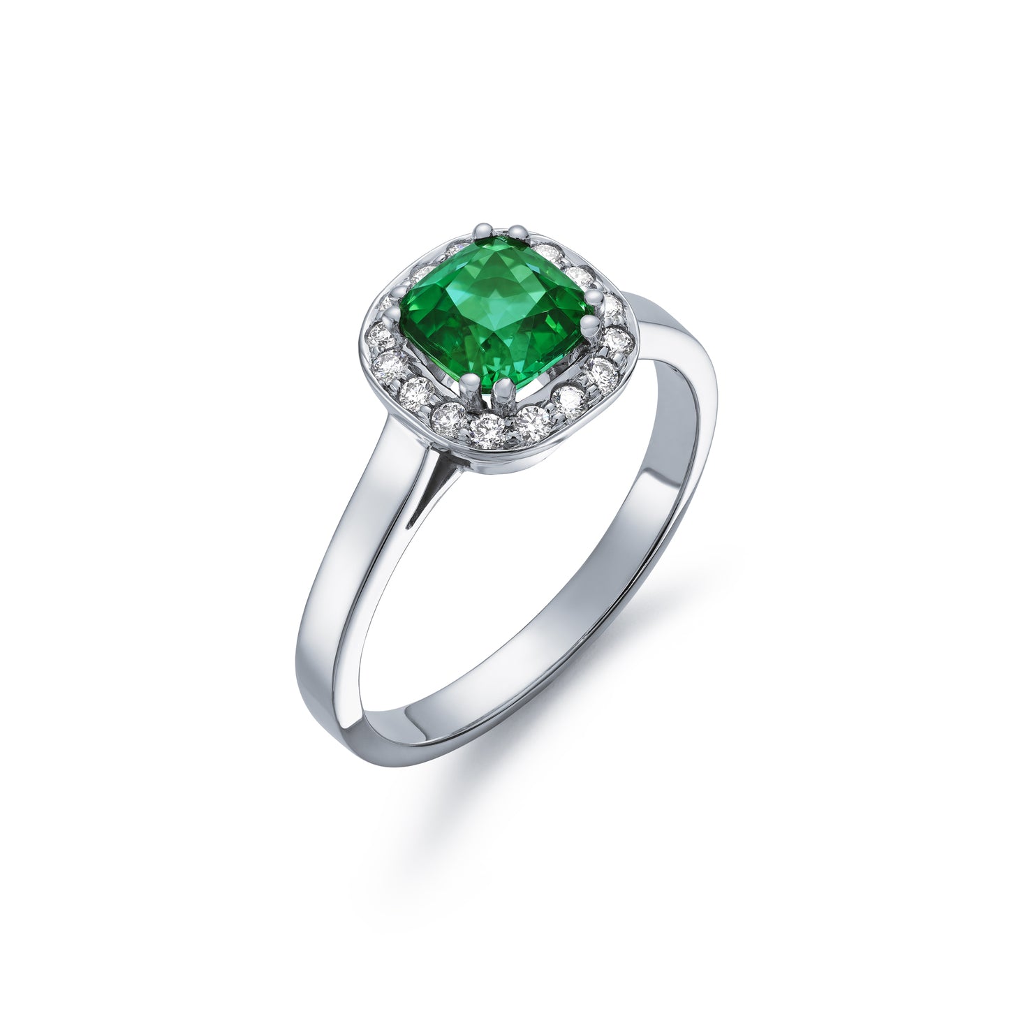 Diamond and Mint Green Tourmaline Cluster Ring