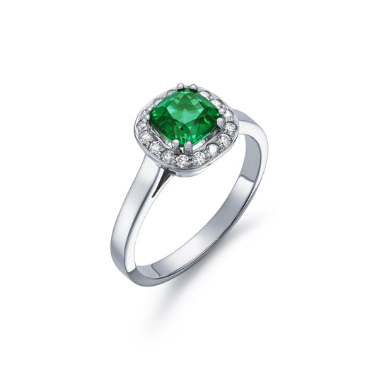 Diamond and Mint Green Tourmaline Cluster Ring