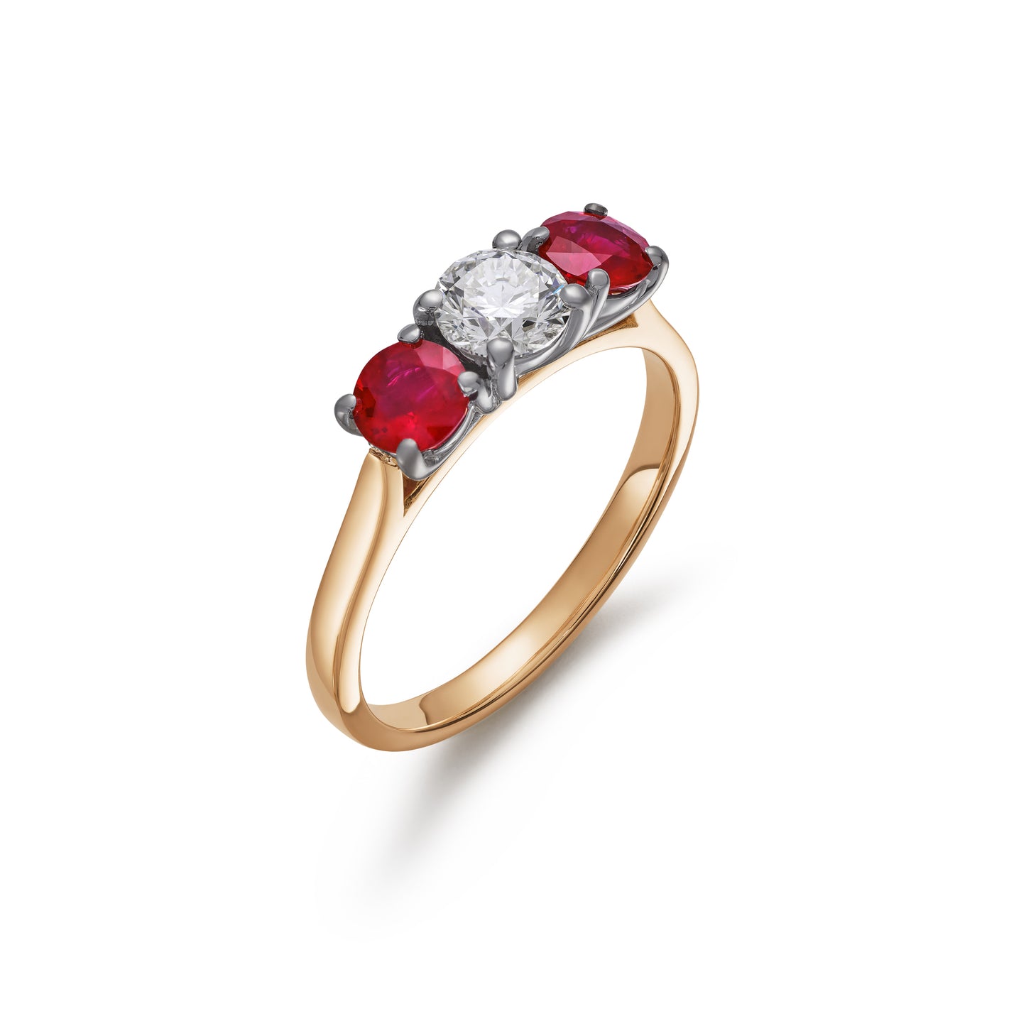 Ruby and Diamond Claw Set Three Stone