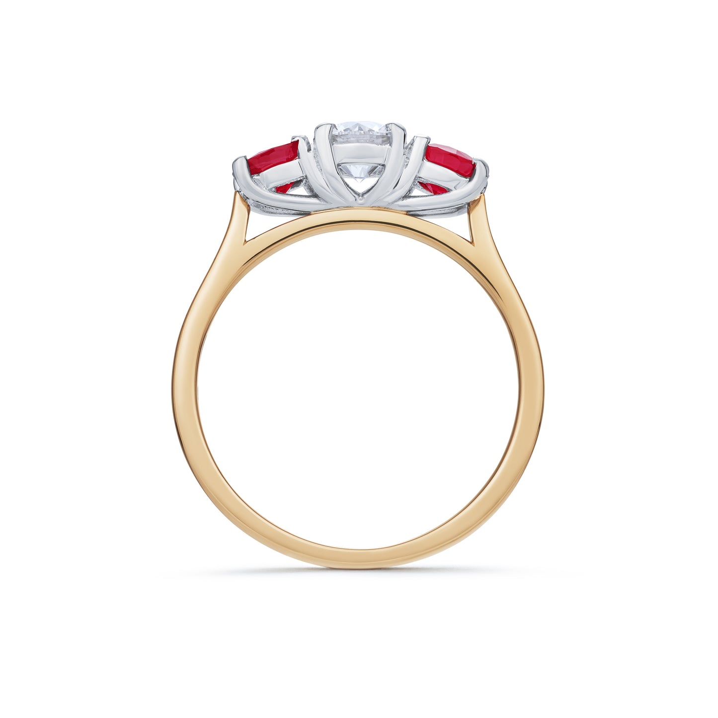 Ruby and Diamond Claw Set Three Stone
