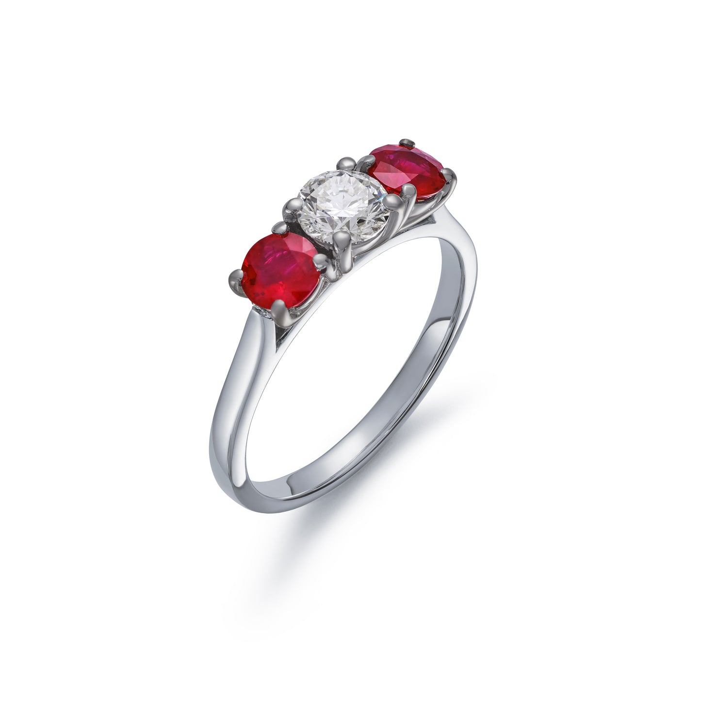 Ruby and Diamond Claw Set Three Stone