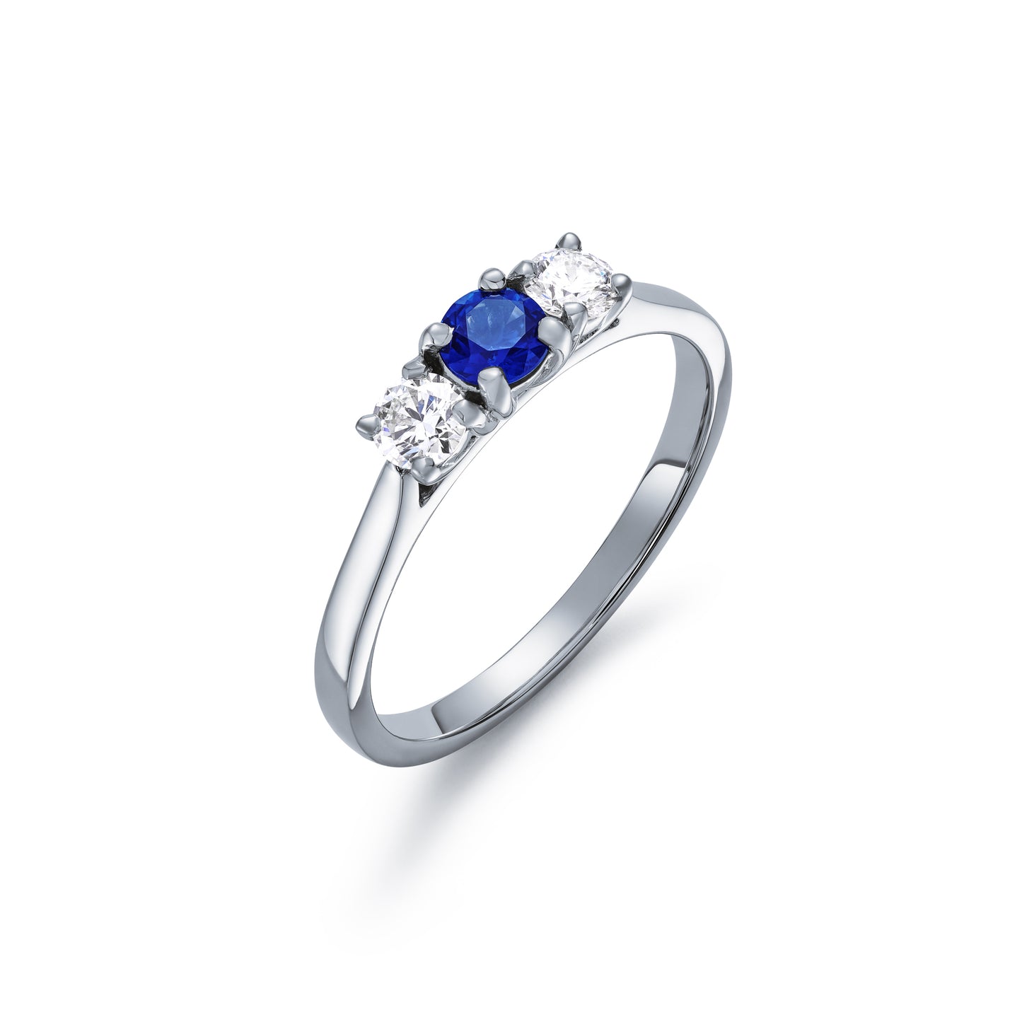 Sapphire and Diamond Claw Set Three Stone