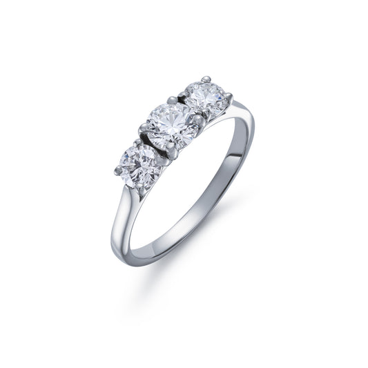 Diamond Round Brilliant Three Stone Ring 1.10ct