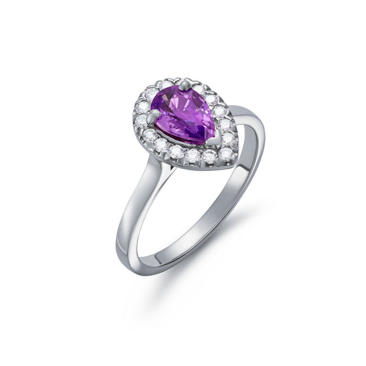 Purple Sapphire and Diamond Cluster Ring