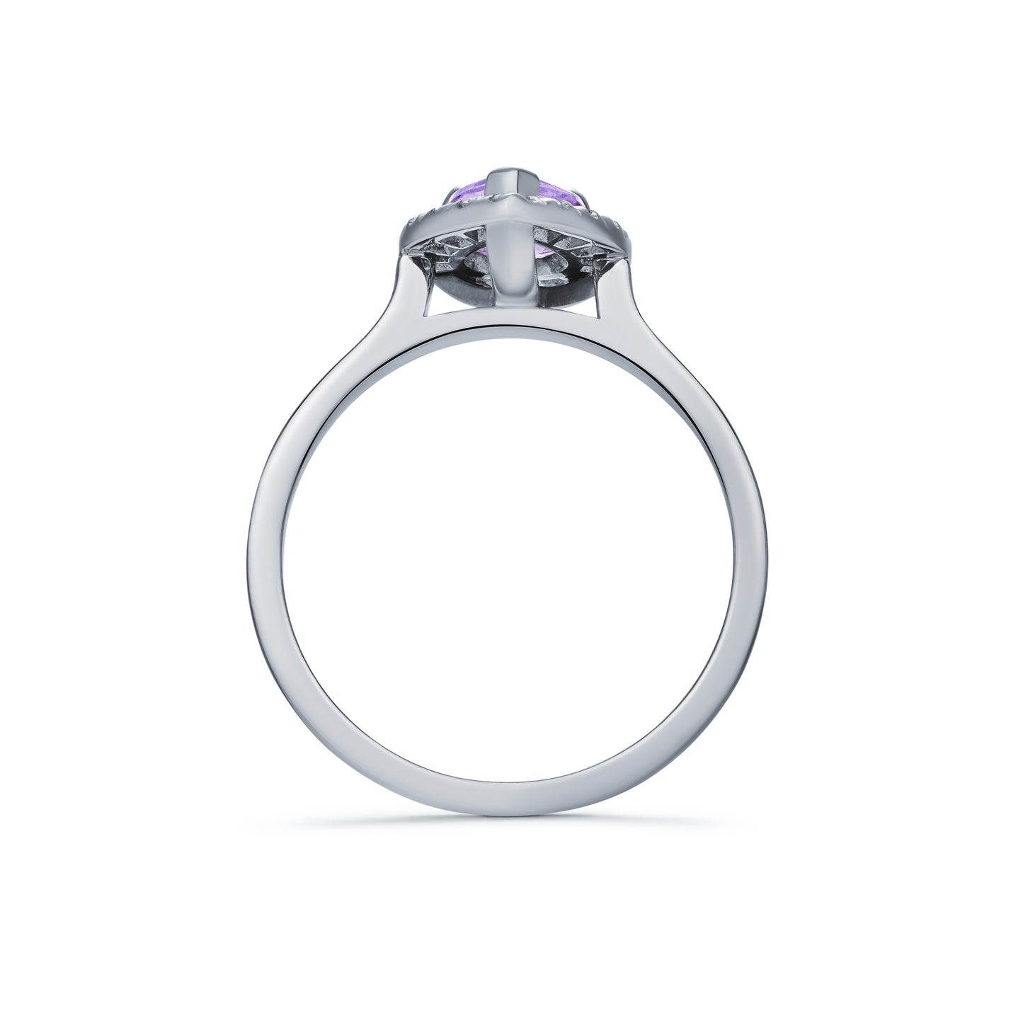 Purple Sapphire and Diamond Cluster Ring
