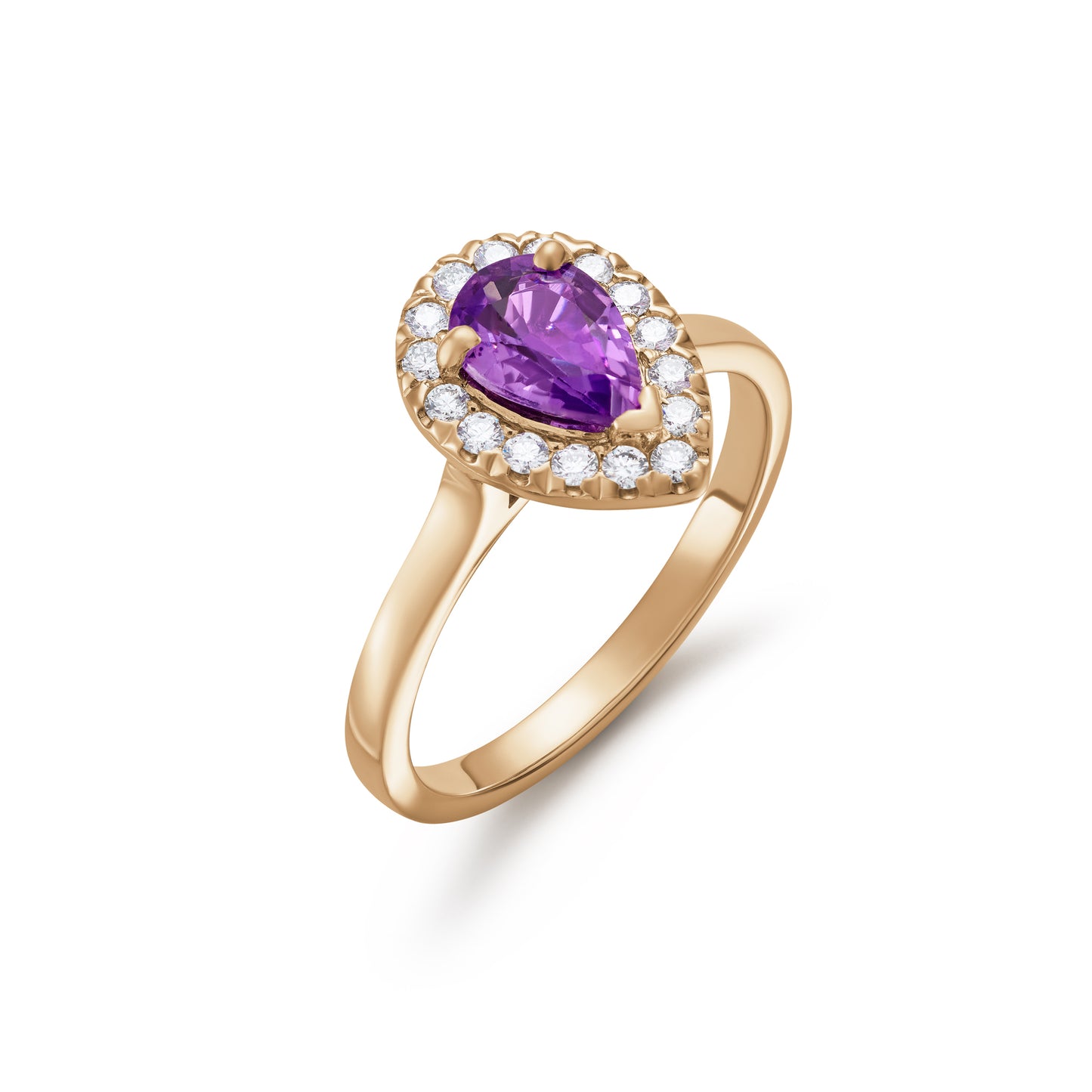 Purple Sapphire and Diamond Cluster Ring