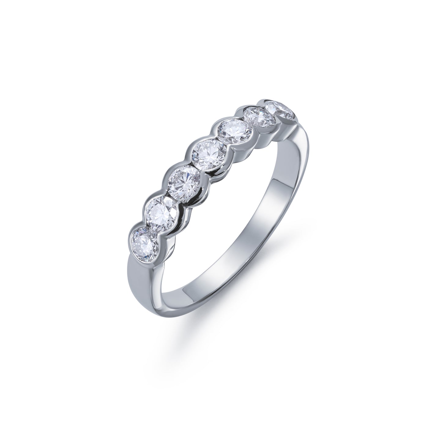 Platinum Demi Bezel Seven Stone Diamond Ring 0.74ct