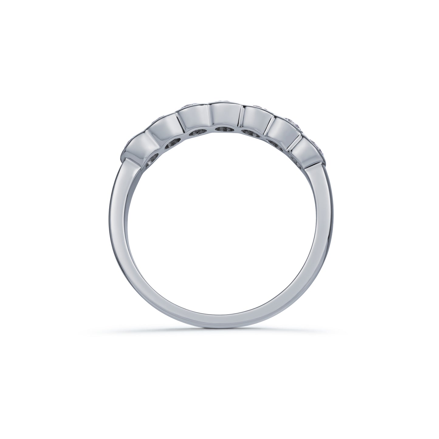 Platinum Demi Bezel Seven Stone Diamond Ring 0.74ct