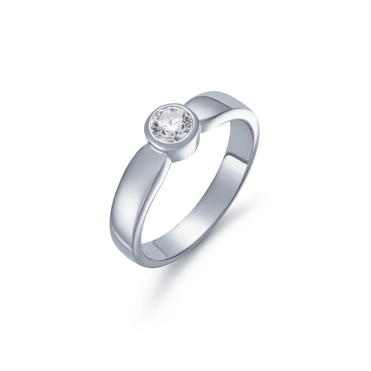 Bezel Set Single Stone Diamond Ring 0.35ct