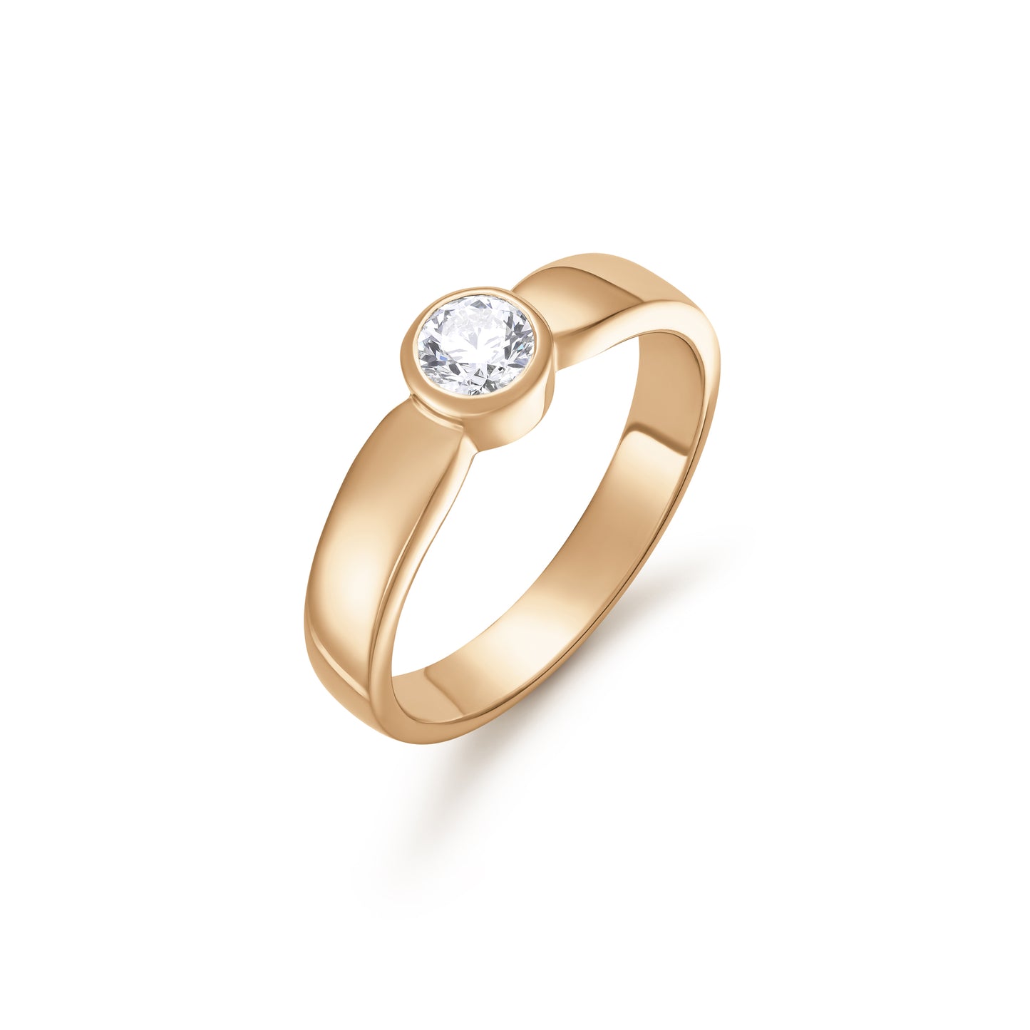 Bezel Set Single Stone Diamond Ring 0.35ct