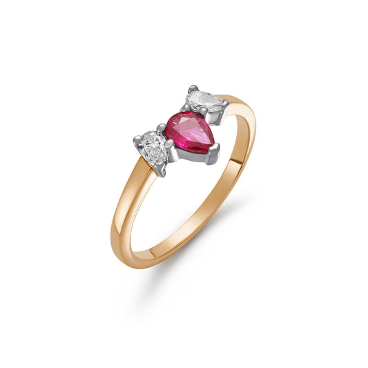 Ruby and Diamond Claw Set Three Stone