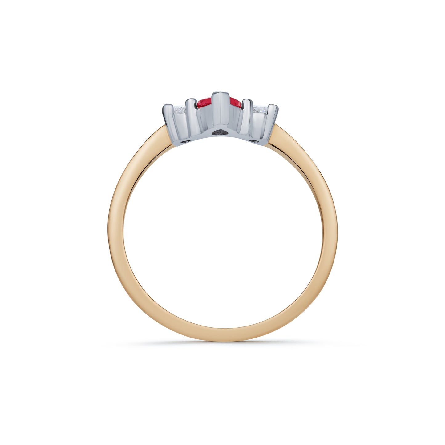Ruby and Diamond Claw Set Three Stone