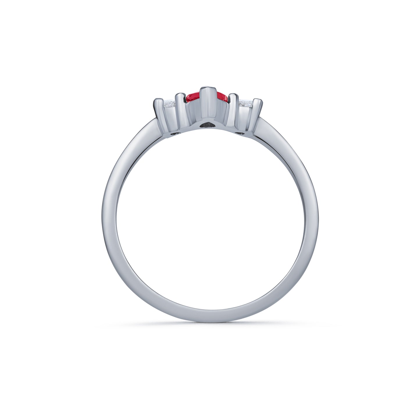 Ruby and Diamond Claw Set Three Stone