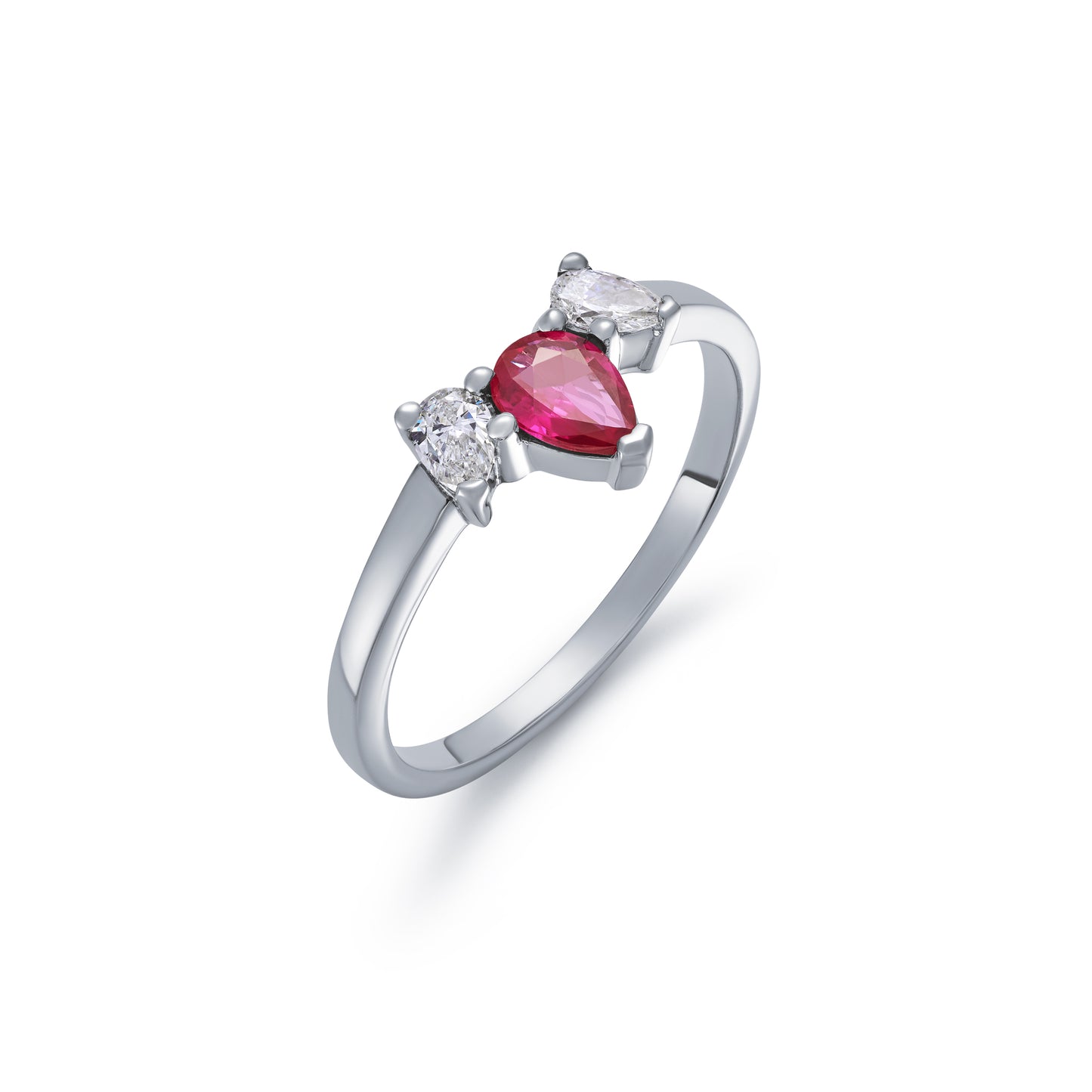 Ruby and Diamond Claw Set Three Stone