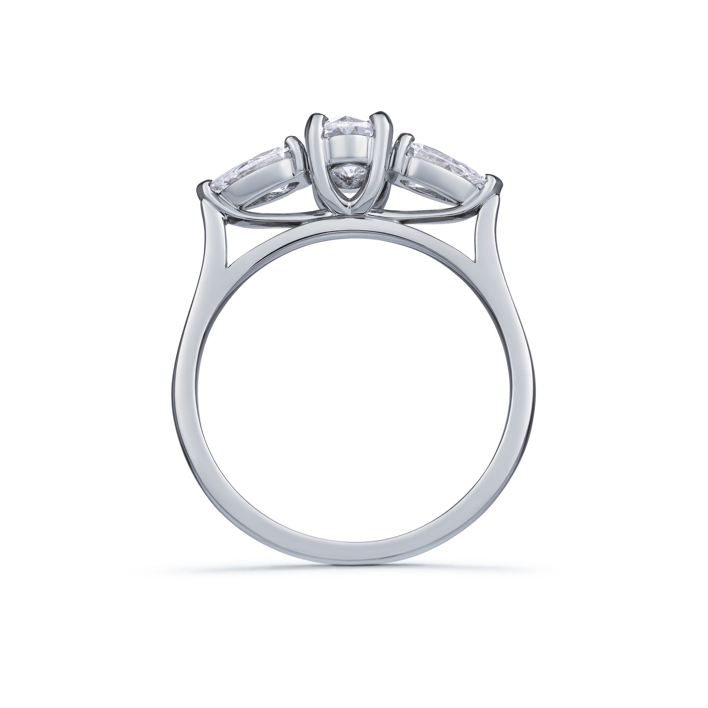Platinum Oval and Pear Diamond Three Stone Ring 1.31ct