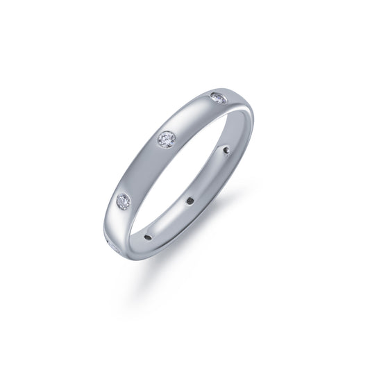 Platinum 3mm Court Wedding Band with Flush Set Diamonds 0.15ct