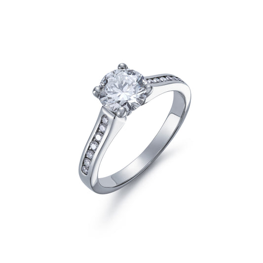 Claw Set 1.02ct Round Brilliant Cut with Diamond Shoulders
