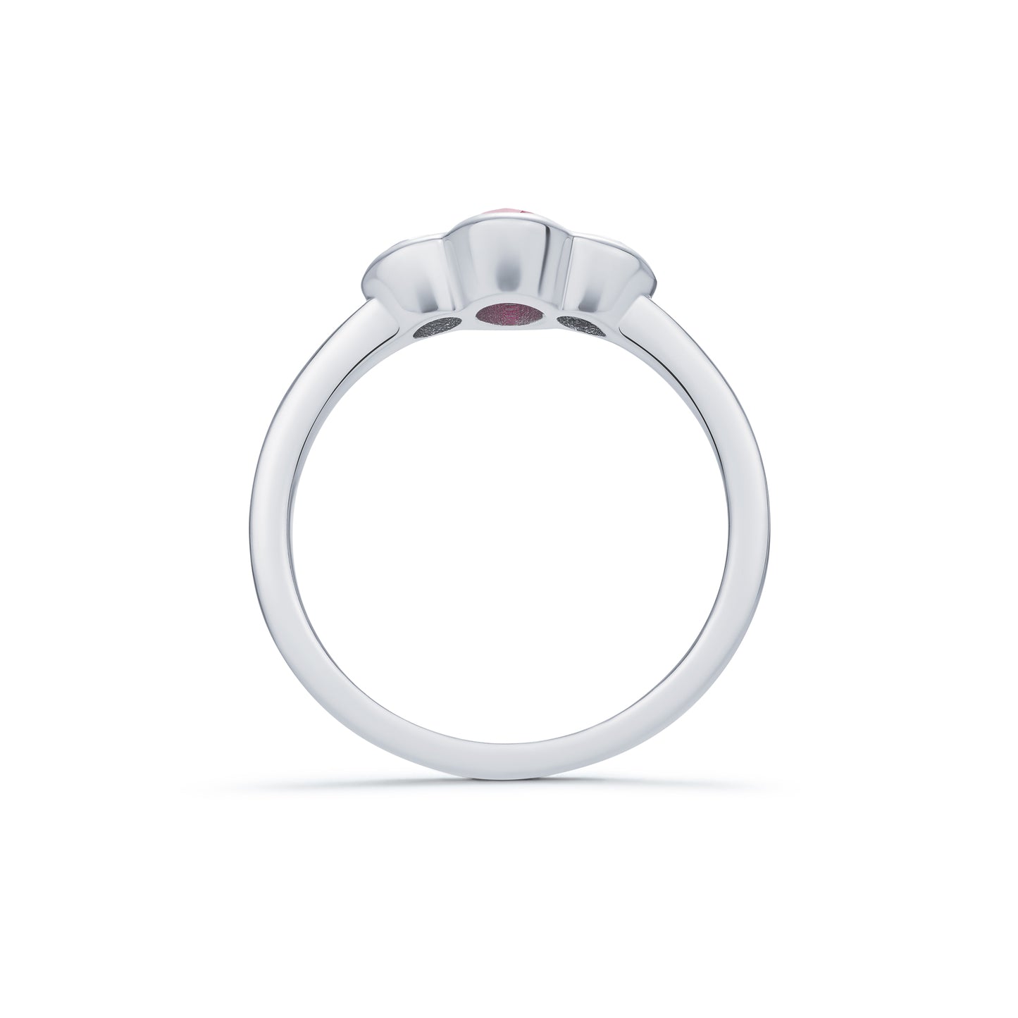 Ruby and Diamond Demi Bezel Three Stone