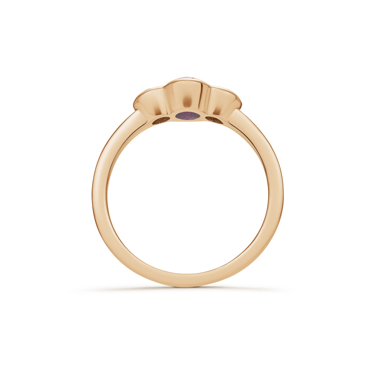 Ruby and Diamond Demi Bezel Three Stone