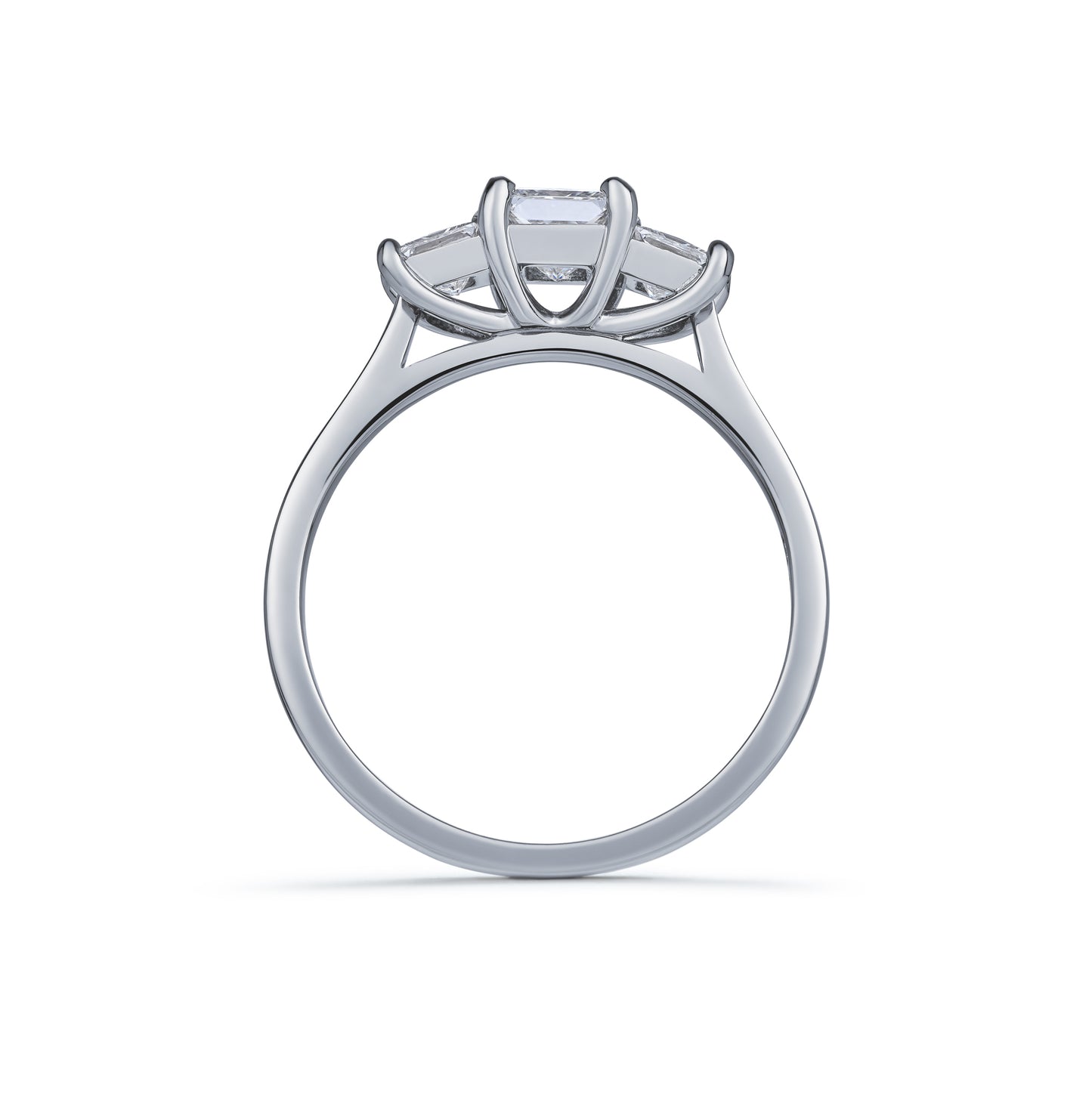 Three Stone Princess Cut Claw Set Ring