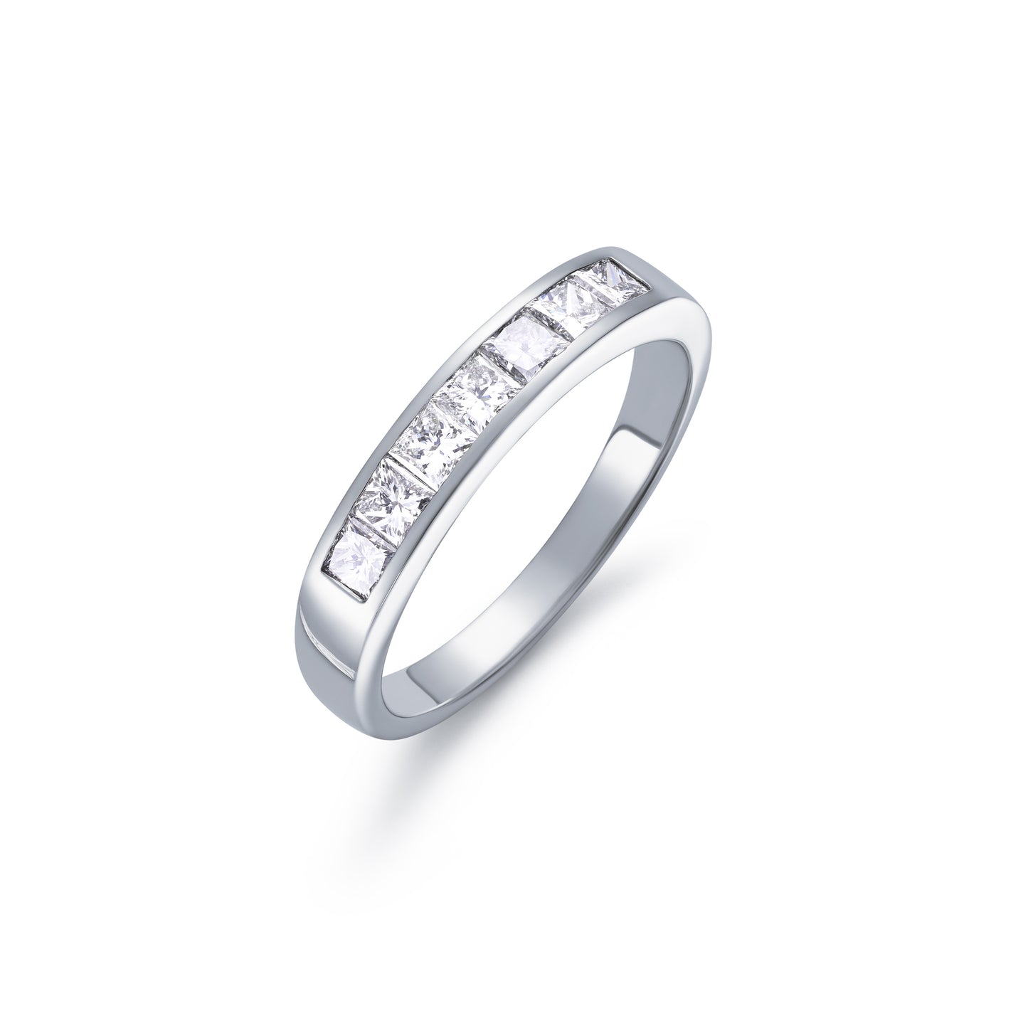 Diamond Princess Cut Seven Stone Half Eternity Ring 0.70ct