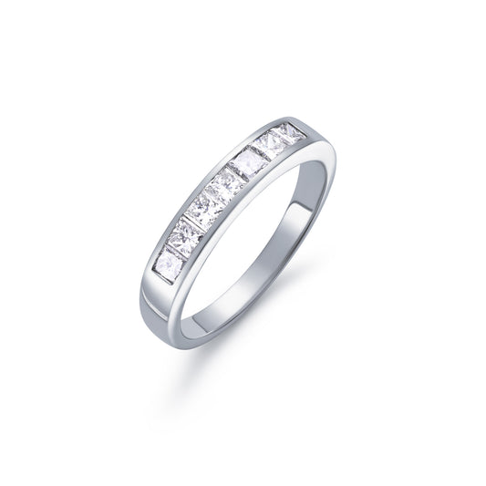 Diamond Princess Cut Seven Stone Half Eternity Ring 0.70ct