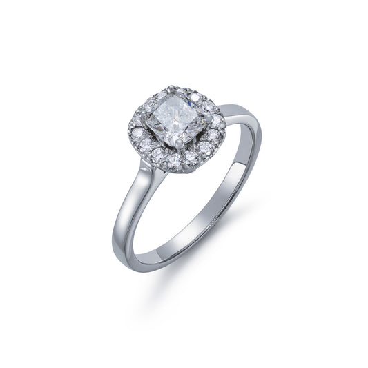 Diamond Cushion Shape Cluster Ring 0.92ct